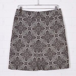 Ann Taylor LOFT Brown Ivory Floral Print Silk Linen Pleated Mini Dress Skirt